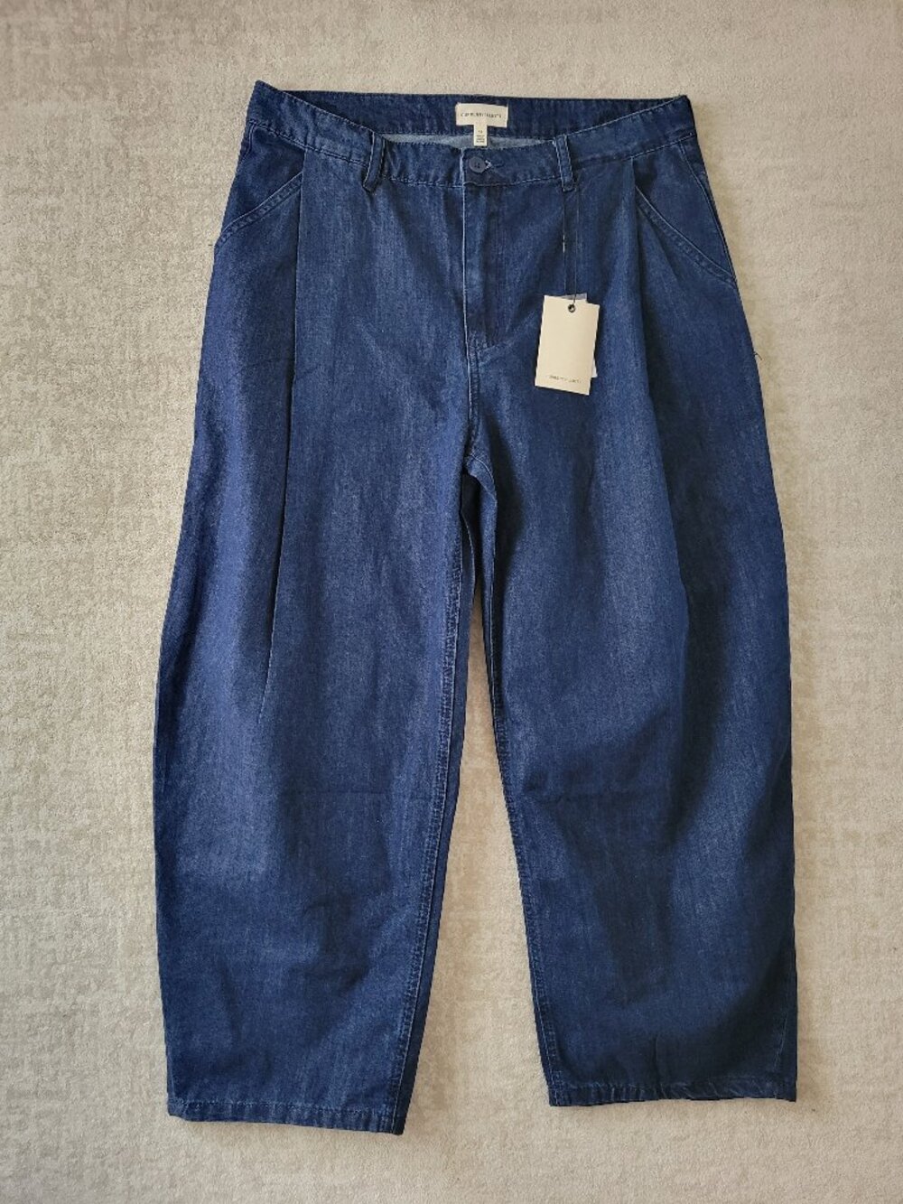 Current Elliott Pleated Barrel Wide Leg Jean Trouser 14 Womens Indigo Ankle NWT